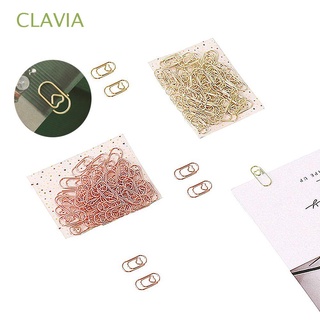 CLAVIA 50pcs /Bag Stationery Page Clips Paper Clips Page Markers Bookmark Clip Gold Mini School Office Supplies Metal Heart/Multicolor