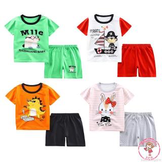 verano niños bebé niños manga corta patrón de dibujos animados camiseta blusa+pantalones cortos casual trajes conjunto