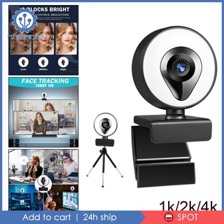 [KOO2-11-] Webcam Con Luz Ajustable Brillo Para Juegos PC Portátil Escritorio 1k