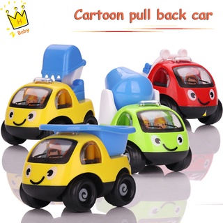 Dibujos animados tire hacia atrás coche construcción vehículo rompecabezas Mini modelo de coche