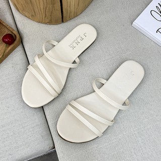 las mujeres del dedo del pie abierto de fondo plano zapatillas delgadas cinturón palabra sandalias zapatillas zapatos de playa (4)