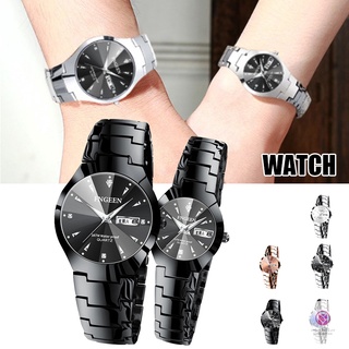 parejas relojes con fecha automática estilo simple cuarzo metal reloj casual relojes de pulsera regalo para mujeres hombres