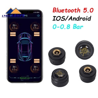 Bluetooth 5.0 coche TPMS sistema de alarma de presión de neumáticos Sensor Android/IOS sistema de monitoreo de presión de neumáticos 8.0 Bar