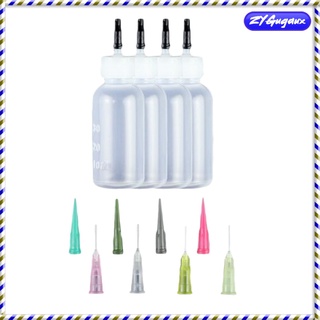 4x Empty Plastic Ink Glue Oil Syringe Bottles w/ Paint Needle Tips Kit (1)
