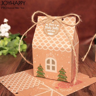 Disponible 5 piezas en forma de casa caja de navidad papel Kraft creativo caramelo caja de galletas (3)