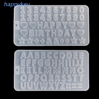 Hap 2 piezas de molde de resina del alfabeto inglés letras número colgante llavero molde de silicona