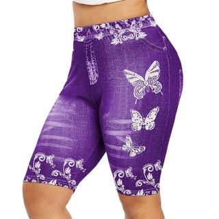 Printed Denim Butterfly Sports Leggings Buttocks Yoga Pants (8)