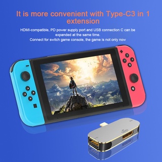 type-c three-in-one expansion dock suitable for switch game console projection screen support pd fast charge mini HUB lampring (5)