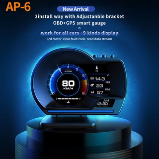 2021 ap-6 más nuevo head up display auto display obd2+gps smart car hud calibre digital odómetro seguridad alarma agua y aceite temp rpm
