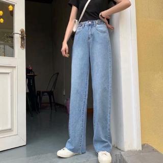 Spot S-5XL Jeans mujeres suelto Casual Retro Denim recto ancho pierna pantalones pantalones V13 (1)
