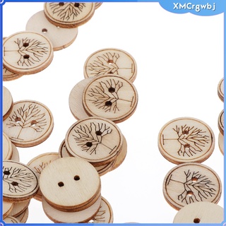 100 botones de madera, botones de madera vintage con 2 agujeros para manualidades de costura