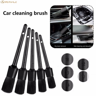 Cepillo limpio para coche, grietas, rueda suave, 5 piezas, cerdas de pelo, color negro, limpieza