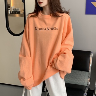 (moda Tendencia) ropa de moda impresión mujeres suéter suelto de manga larga tops camisa