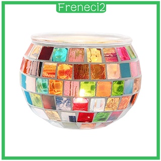 [FRENECI2] Portavelas de vidrio de mosaico europeo votivo candelabro centro de mesa