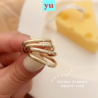 Pequeño anillo cuadrado anillo cuadrado mujer luz nicho de lujo personalidad de la moda anillo de dedo índice de moda anillo de pareja anillo de cola exquisito anillo vegetariano
