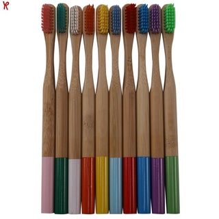 [nuevo] paquete de 10 cepillos de dientes de bambú de cerdas medianas biodegradables sin plástico cepillos de dientes cilíndricos de bajo carbono eco bambú mango cepillo