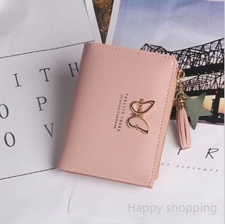 nueva cartera de las mujeres corta mariposa borla cremallera lindo monedero estudiante cartera cartera bolso de embrague