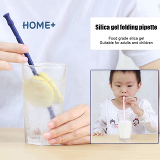 4 pajitas plegables reutilizables plegables de silicona con cepillo de limpieza (4)