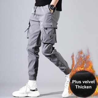 [Tninguly] Elastic Waist Autumn Trousers Drawstring Spring Trousers Multi Pockets for Daily Wear (3)