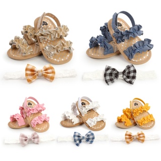 2 pzas sandalias De suela suave Para bebé niña/zapatos De Princesa antideslizantes + lazo Para primeros pasos 0-24m