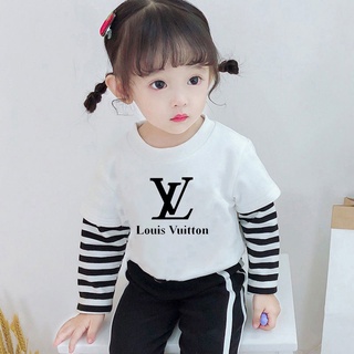 Louis Vuitton Manga larga para niñosTCamiseta Camisa de estilo occidental para chicas coreanas Suéter moderno y cómodo Primavera y otoño nueva camiseta para niños Camisa de invierno para bebés
