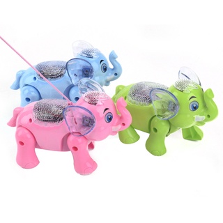[sabaya] divertida iluminación musical elefante animal con correa para niños juguete regalo de navidad (5)