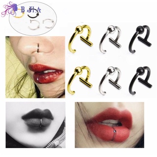 Bjia a la moda anillos de labios mujeres hombres oreja nariz falso Piercing brazalete pendientes nariz aro Clip en joyería no perforada nariz anillo Multicolor