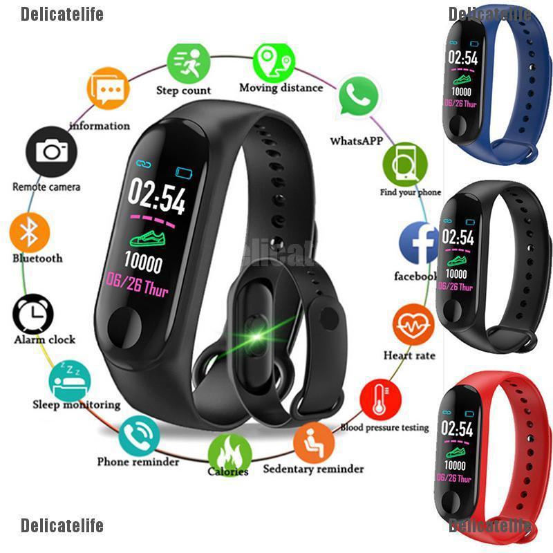Delicatelife Smart Band reloj pulsera pulsera Fitness Tracker presión arterial frecuencia cardíaca M3