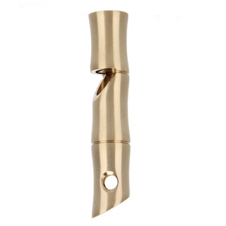 （Superiorcycling) Brass Bamboo Shape Key Chain Whistle SOS Survival EDC Tool