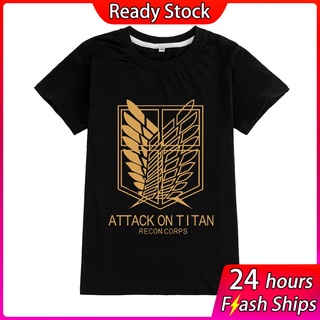 Verano 2021 nuevo ataque en Titan dibujos animados niño camiseta Top moda Casual tendencia chica sudadera 2-15Y ropa
