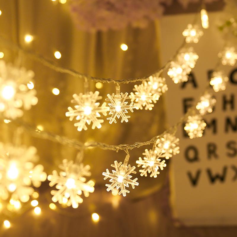 Cadena de luces led de 20 luces de hadas de cinco puntas estrella/nieve cadena romántica de navidad decoración de habitación