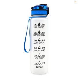 Futo L botella de agua deportiva con capacidad de tiempo marcador libre de BPA a prueba de fugas reutilizables hervidor de agua para acampar ciclismo Fitness deporte oficina escuela gimnasio entrenamiento