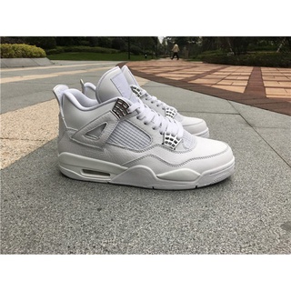 Nike Original Air Jordan 4 Retro Pure Money Blanco/Metallic Silver-Platinum Zapatos De Baloncesto POsc