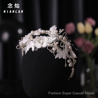 Niancanxinniang tocado perla diadema Mori estilo de doble capa flor con cuentas de boda diadema boda maquillaje accesorios para el cabello