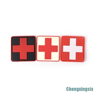 [Chengxingsis] broche de gancho de cruz roja de PVC para supervivencia al aire libre, parche de insignia de 6×6 cm