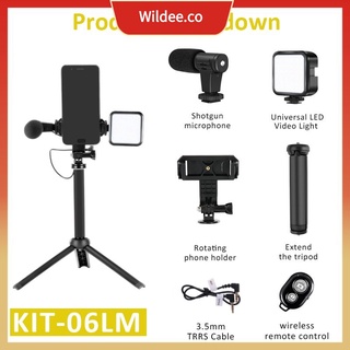 【Nuevos productos】 Con micrófono de luz de relleno Trípode de escritorio Video en vivo Selfie Stick wildee.co