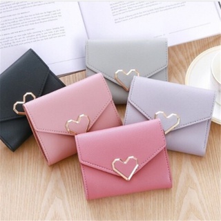 Women's New Retro Small bags Fresh Metal Heart-shaped Short Wallet Ladies Student Wallet (1)