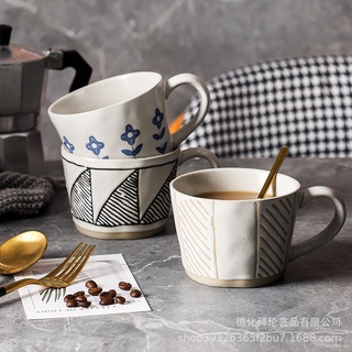 Personalizado creativo taza de agua pintada a mano de arcilla retro taza de café gruesa taza de cerámica de agua taza hogar gran capacidad taza 300ml (4)