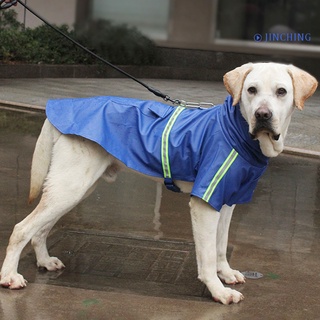 [jinching] impermeable para perro, tira reflectante, ajustable, con capucha, ropa para mascotas (4)