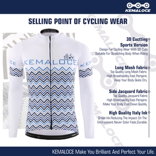 KEMALOCE Azul Jersey De Ciclismo Manga Larga Equipo Camisas De Bicicleta Verano Tops De Bicicleta Ropa De Ciclismo Envío Gratis (4)