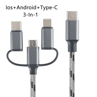 micro/tipo c/ios lightning 3 en 1 cable usb de carga rápida para iphone android