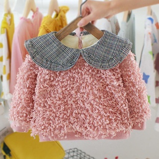 ifashion1 bebé niña de manga larga toddle muñeca cuello tops espesar lana suéter