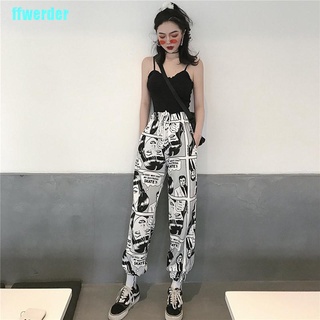 [ffwerder] hombre mujer cómic impreso casual suelto hip hop harajuku deporte pantalones streetwear (6)