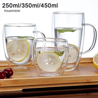 Cc 250/350/450ml taza de café transparente doble pared aislada mango de beber taza de vidrio (1)