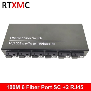 Convertidor De Conmutador Rápido Ethernet 20KM Fibra Medios Óptico De Un Solo Modo 2 RJ45 Y 6 Puertos De SC 10/100 (1)