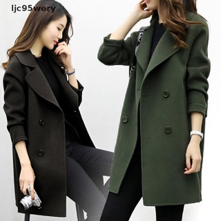 ljc95wery mujeres invierno lana abrigo largo casual sólido slim chaquetas caliente abrigo outwear venta caliente