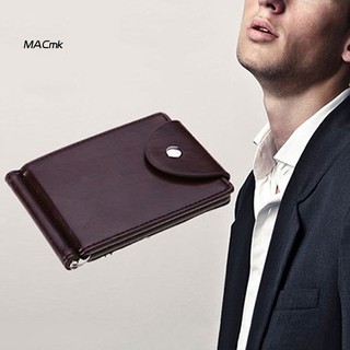 Mac1_hombre delgado Bifold cuero sintético Clip de dinero titular de la tarjeta de crédito Snap sujetador cartera