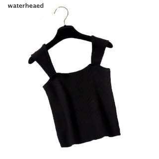 (waterheaed) mujeres de punto tank tops sólido camisola sin mangas chaleco de punto crop top cami slim en venta