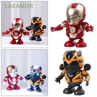 lakamier para niños niños bailando juguete bumblebee superhéroe danza robot juguete robot inteligente ironman vengadores música muñecas