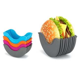 soporte de silicona confiable para hamburguesas retráctil, reutilizable, sándwich, comida, soporte fijo (9)